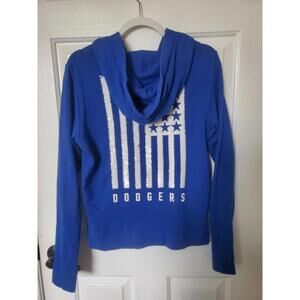 LA Dodgers Baseball Full Zip Hoodie Sequins Victoria's Secret PINK Sequins Med